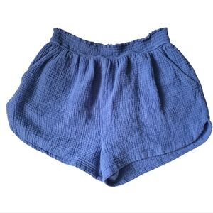 Marine Layer Cali Double Cloth Gauze Shorts Blue XL Stretch Waist Pockets